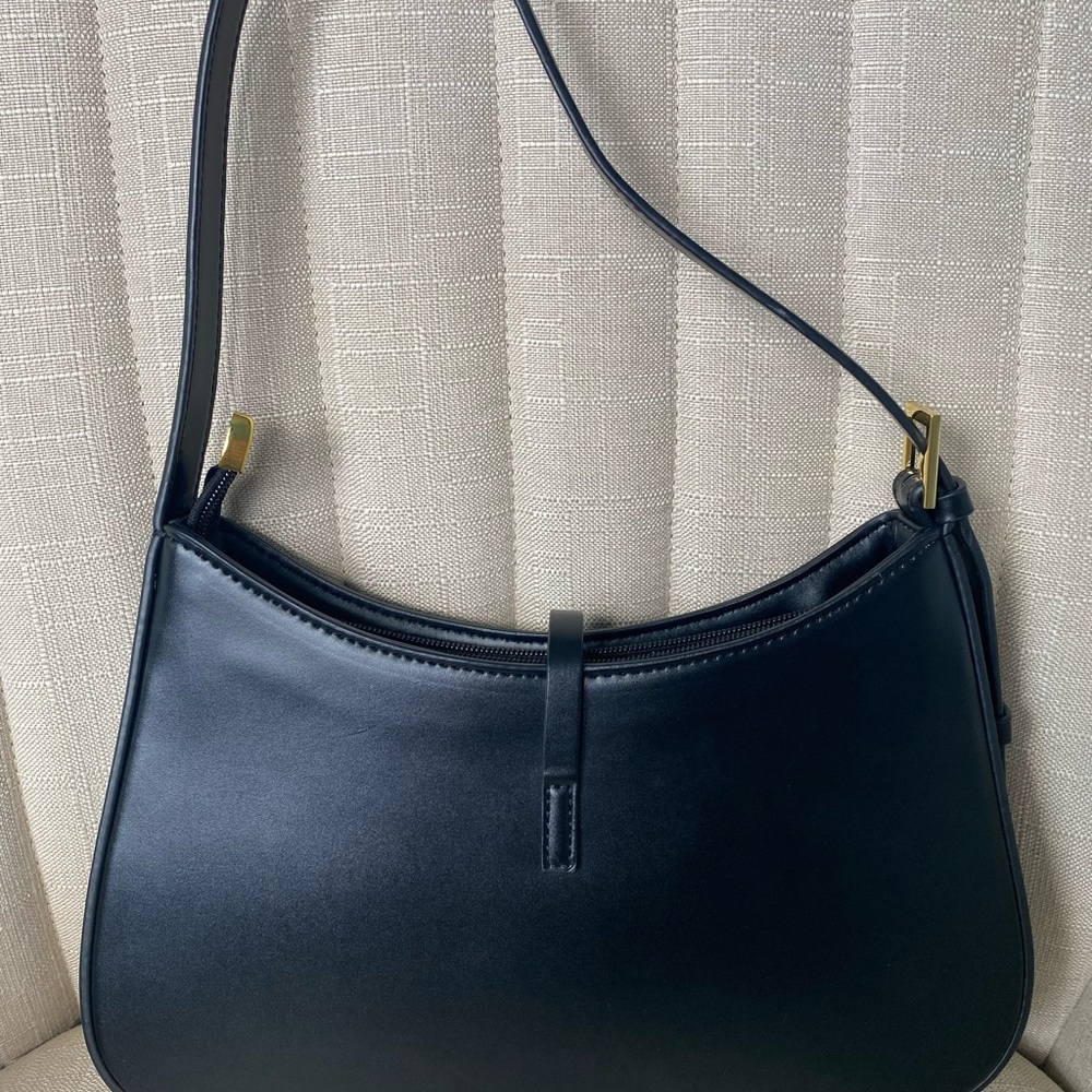 Melolila Crescent Shoulder Bag – Y2K Black Purse w/ Gold Hardware | $38 Retail - Picture 2 of 11